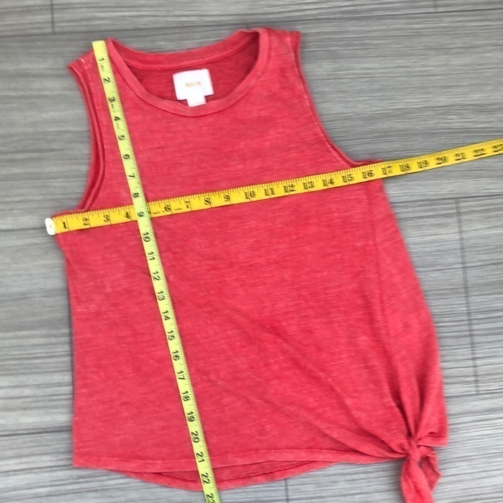 Maeve Anthropologie Tank Top XS Coral Red Side Tie Slub Knit Sleeveless - Picture 8 of 8